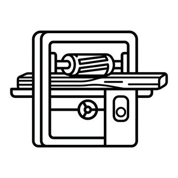 Woodworking planer machine line icon for furniture manufacturing.