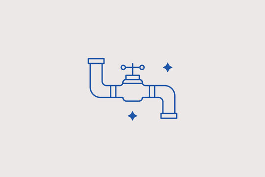 Industrial water pipe valve faucet line icon for plumbing repair service, municipal utility company, hardware store catalog. Useful vector illustration for network maintenance.