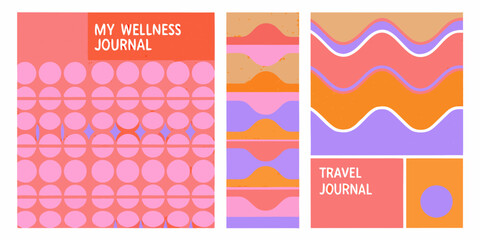 Obraz premium Abstract Wave And Circular Pattern Journal Covers A Colorful Vector Illustration Arrangement motif wavy