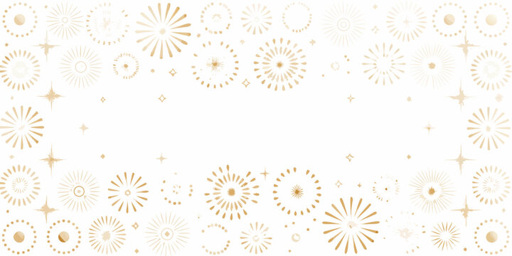 Golden firework pattern with scattered stars creates a celebratory rectangular frame border fireworks display