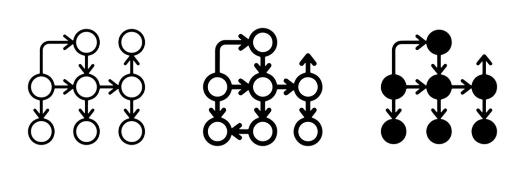 Flowchart Icons, Process Diagrams, Workflow Steps, Data Flow Charts, Network Nodes, Decision Trees, Logic Sequences, Black and White Vector Graphics