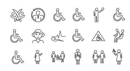 Fototapeta premium Accessibility and Disability Awareness Icon Set