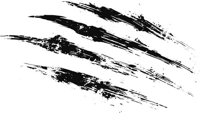 Abstract Claw Mark Vector with Distressed Grunge Texture Aggressive Scratch Streaks and Clean White Background Composition.