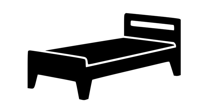 Minimalist wooden single bed silhouette illustration