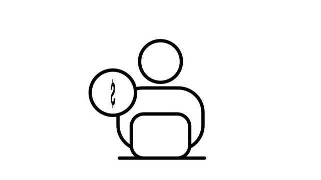 Freelancer Financial Earner Laptop Animated Icon. Animated line icon of a person working on a laptop with a dollar sign representing digital financial income.