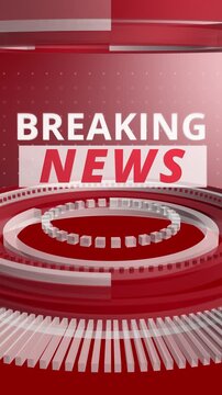 4K Breaking News Intro Animation Red 3D Rings Background