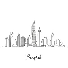 Obraz premium Bangkok Cityscape Minimalist Line Art Illustration