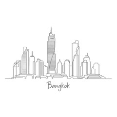 Fototapeta premium Bangkok Skyline in One Continuous Line Art Illustration