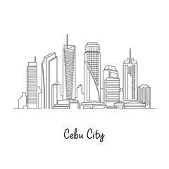 Obraz premium Cebu City Skyline Hand Drawn Illustration, Minimalist Architecture