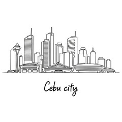 Obraz premium Cebu City Skyline Illustration: Modern Architecture Outline, Philippines