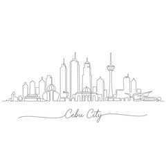 Obraz premium Cebu City Skyline Line Art Illustration - Philippines
