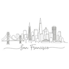 Obraz premium San Francisco Skyline Illustration, Modern Minimalist Design
