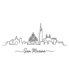 Obraz premium San Marino Skyline: Continuous minimal line art illustration