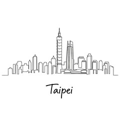 Obraz premium Taipei City Skyline Illustration: Modern Architecture Outline