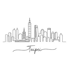 Fototapeta premium Taipei City Skyline Minimalist Line Art