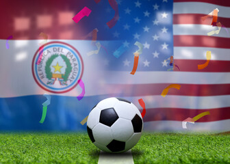 Naklejka premium Football Cup competition between the national Paraguay and national America.