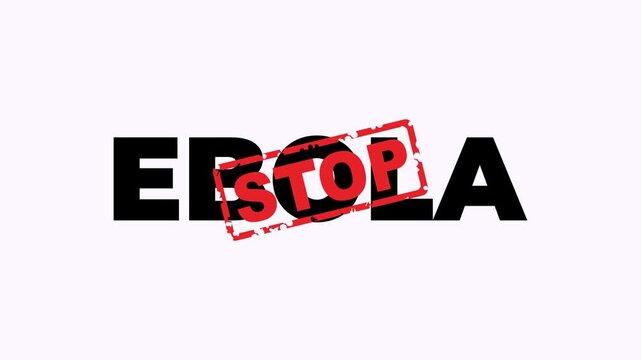 Bold text red stop ebola virus lettering viral illness graphic symbol logo suitable for healthcare campaigns, medical websites, educational materials on epidemics.