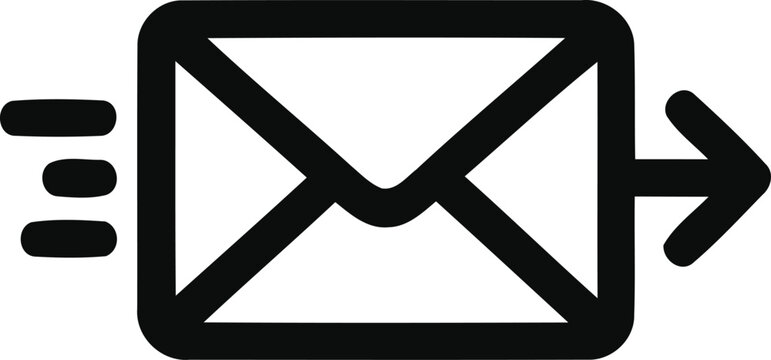 Email sending icon black outline design for digital communication and messaging systems
