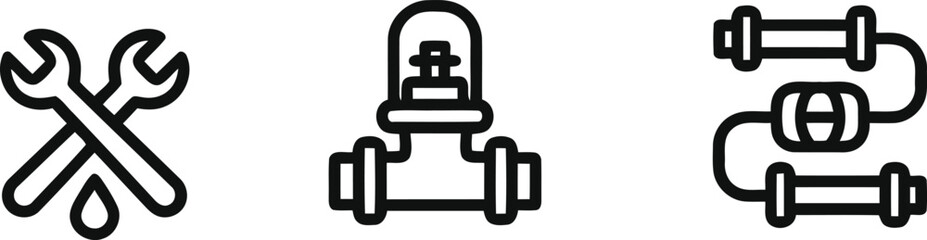Plumbing and pipe repair icons with tools. editable vector illustration © Halima