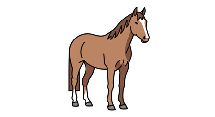 Fototapeta premium Illustrated brown horse on white background for design and advertising