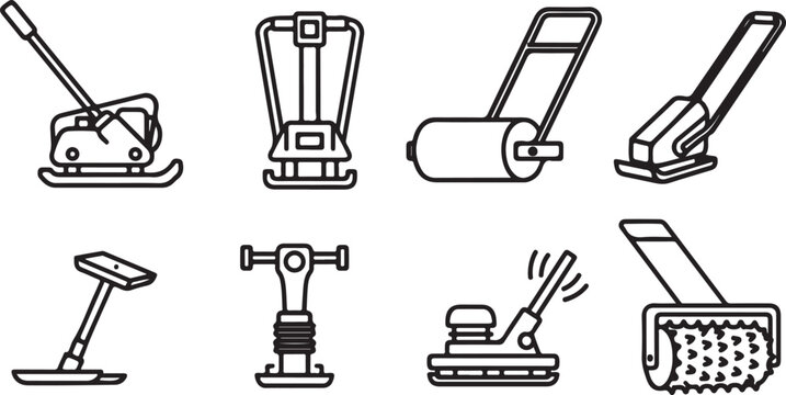 Eight different garden and lawn care hand tool icons