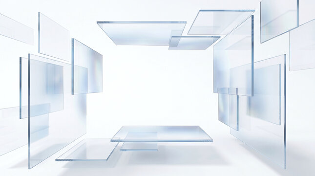 Abstract 3D Background with Floating Glass Plates - Modern, Clean & Futuristic Frame
