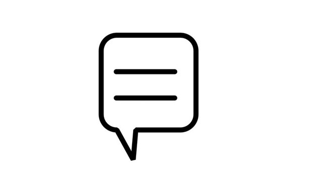 Chat Bubble Message Interface Animated Icon. Animated line icon of a standard text chat bubble representing text message, communication feedback, and digital online discussion.