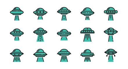 UFO Flying Saucer Icon Set © raigen
