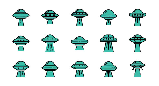 UFO Flying Saucer Icon Set