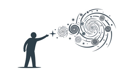 Person Creating Galaxy Vector Illustration © raigen