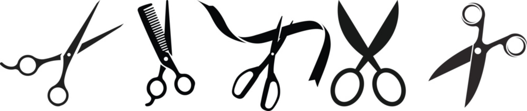 Set of scissor vector Flat Icon Design, cutting sign . black vector, Scissors collection for cutting flat icons, isolated on transparent background, used for mobile, app, logo design or UI