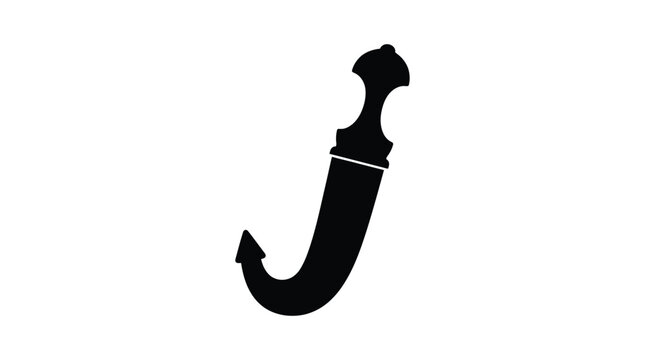 Traditional curved dagger with ornate hilt black silhouette