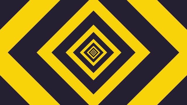 Yellow and dark blue diamond tunnel pattern abstract