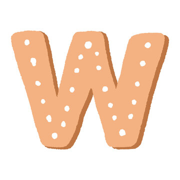 cartoon illustration of a brown letter w cookie