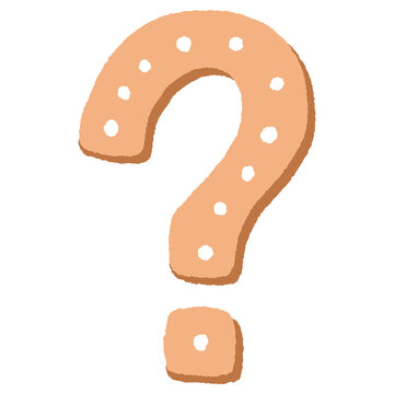 cartoon illustration of a brown question mark cookie 