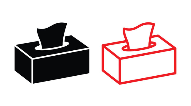 Tissue Box Silhouettes In Black And Red Outline Style Silhouette