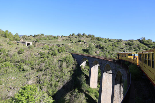 Ride on the Yellow Train or-Canary- from Villefranche-de-Conflent and Latour-de-Carol, France  