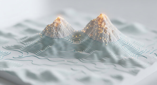 Digital elevation model of twin peaks topography with topography elevation landscape mountains geography visualization geological technology rendering geometric analysis information