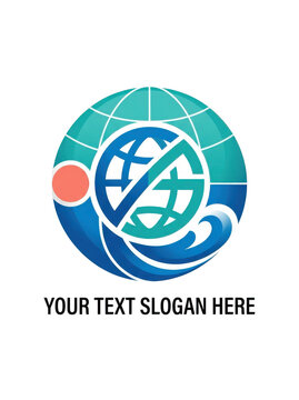 Eco friendly globe logo with checkmark, transparent background