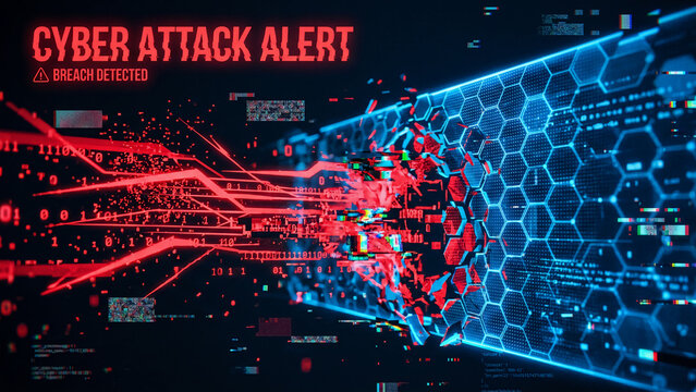 Cyber attack alert system warning.