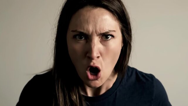 Close-up of angry women, close-up of angry expressions