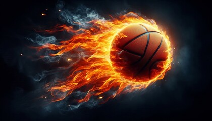 Fototapeta premium A basketball with flames