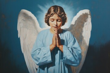 Obraz premium Angel painting praying adult.