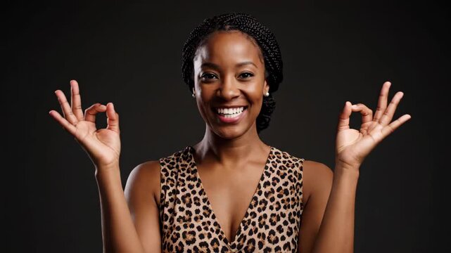 Close-up of African women's heart gestures, black women's heart gestures