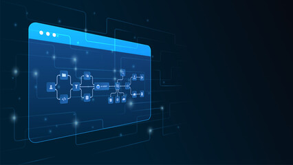 Obraz premium AI workflow automation artificial intelligence. ai agent network diagram dashboard with automation pipelines, processing flow, ai system and automation system.