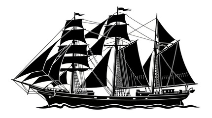 Classic Tall Ship Silhouette Vector Illustration © Sucang