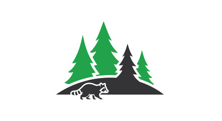 Obraz premium Raccoon in Forest Vector Illustration