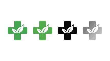 Fototapeta premium Medical cross herbal pharmacy icon pack for healthcare alternative natural medicine