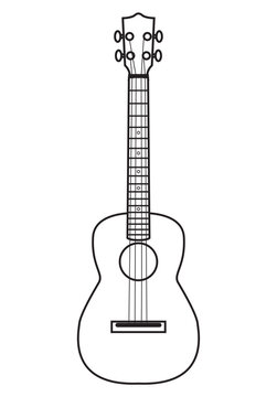 White Line Drawing Of A Typical Ukulele