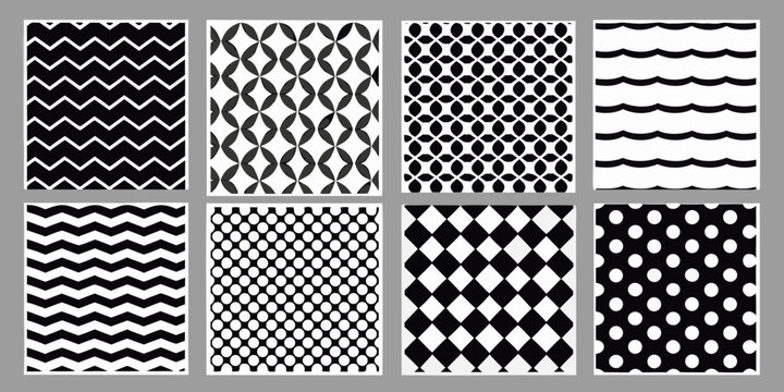 Geometric pattern swatches a collection of monochrome vector designs